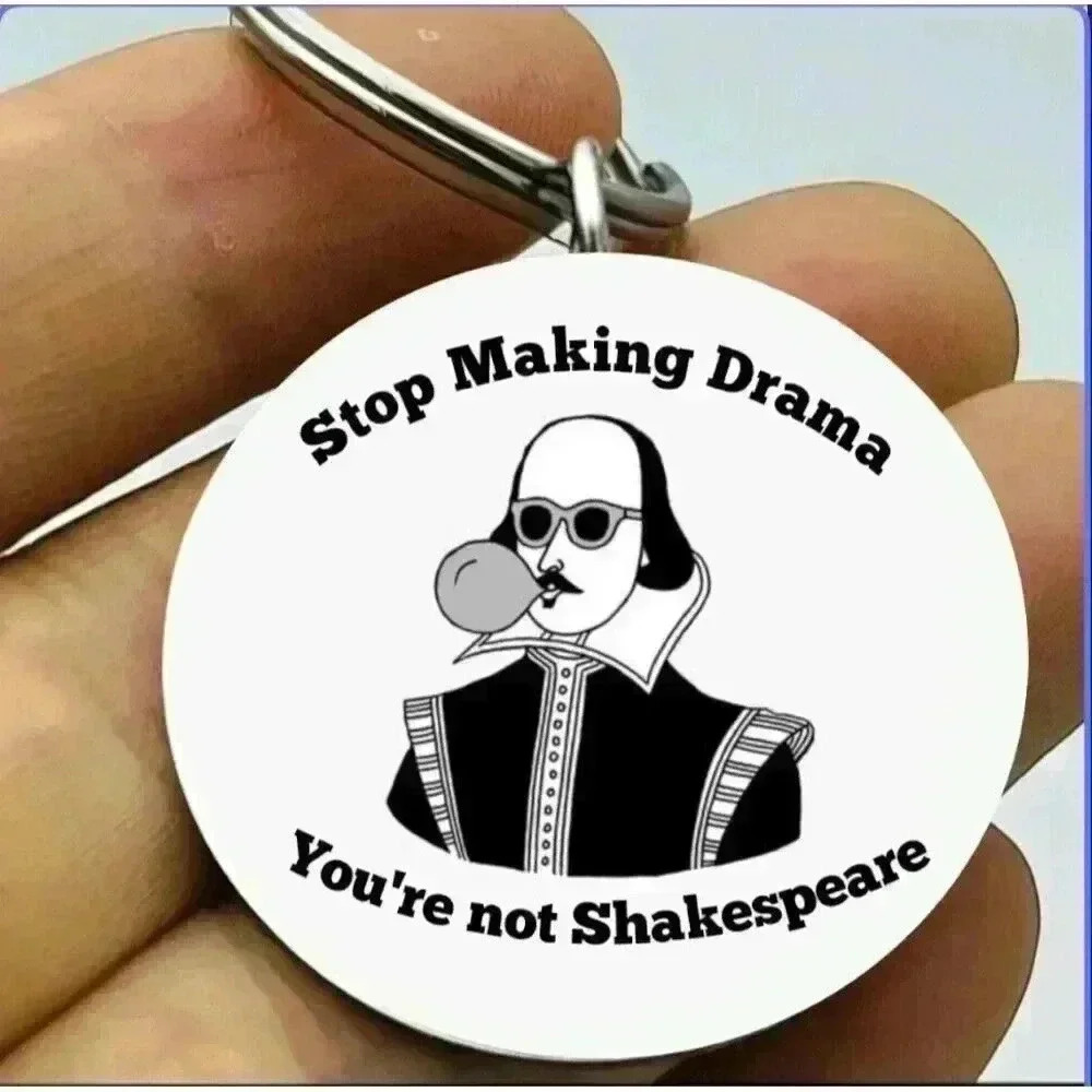 Drama King Writer Shakespeare Wear Sunglasses Blow Gum Hot Funny Keychain